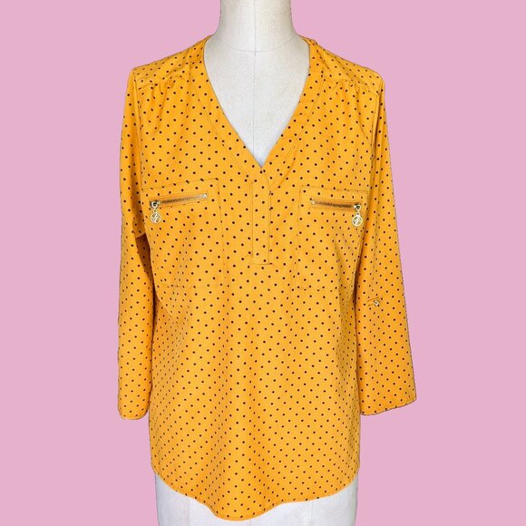 Adrienne Vittadini Polkadot 3/4 Sleeve Blouse - Picture 1 of 6